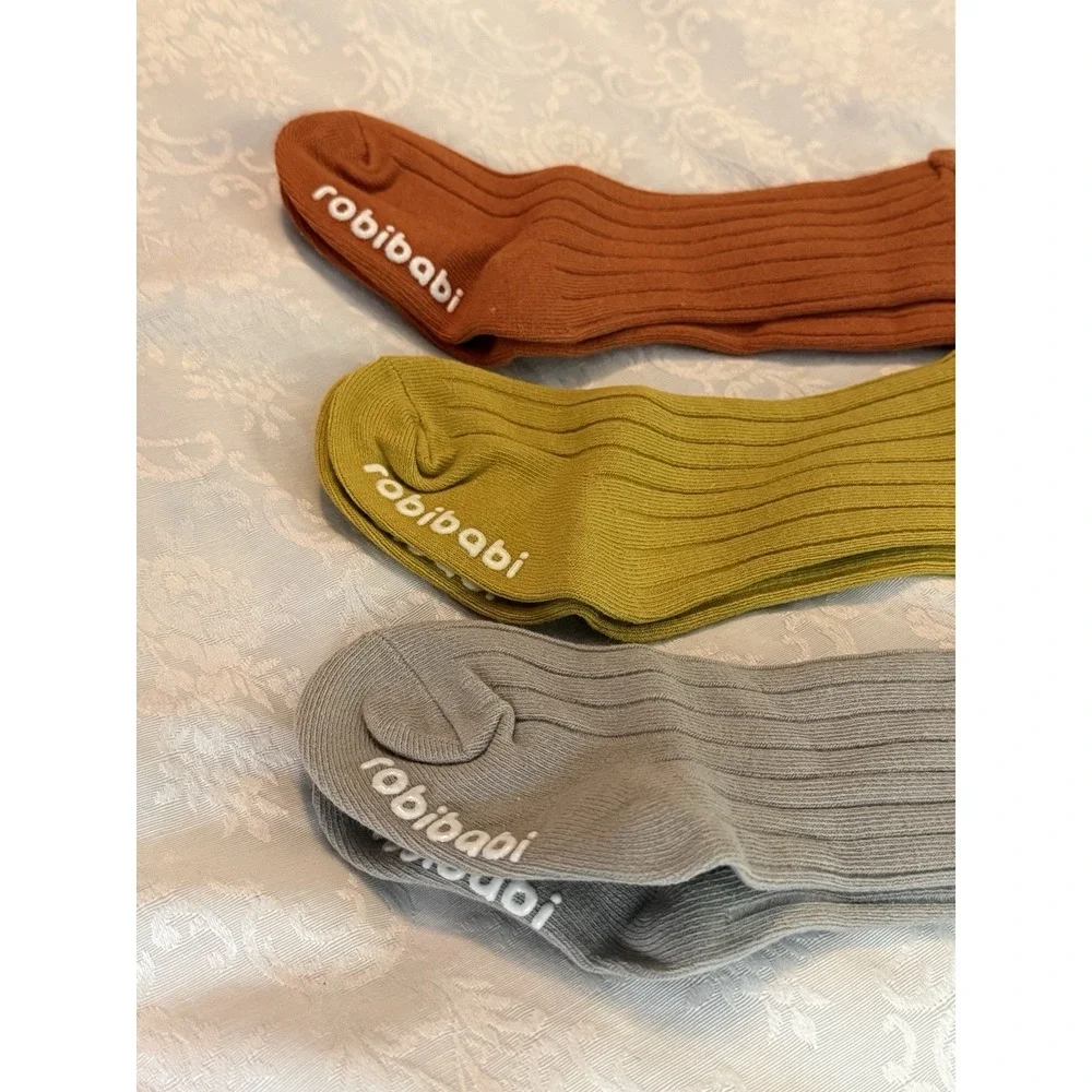 NEW Yenzat Baby‎ Knee High Socks 6-18 Months Orange Yellow Gray 3 Pairs